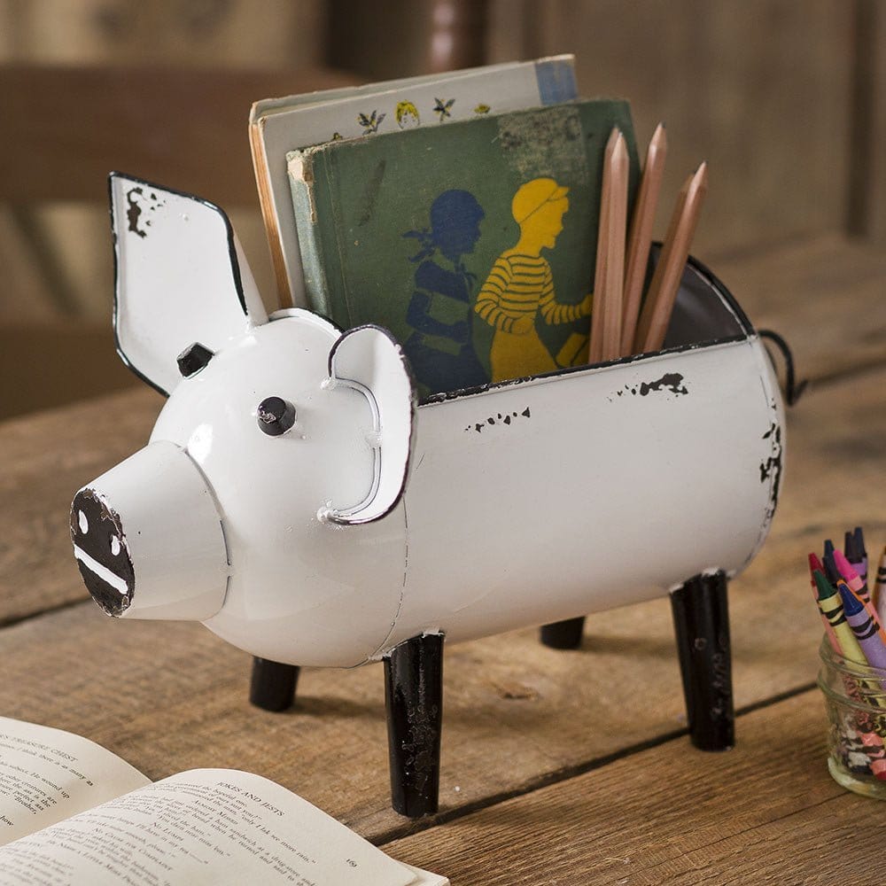 Enamelware Metal Pig Container-CTW Home-The Village Merchant