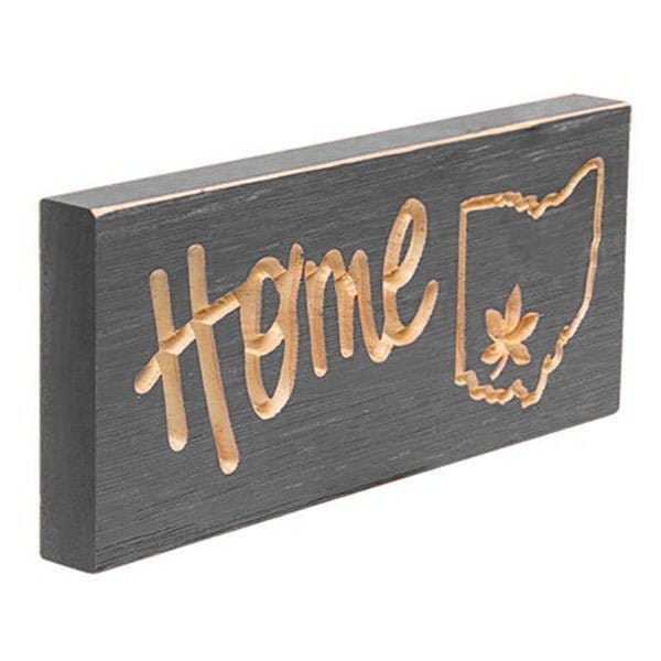 Engraved Home Ohio State Buckeye Sign In Gray Sign - Engraved Wood 8&quot; Long-Craft Wholesalers-The Village Merchant