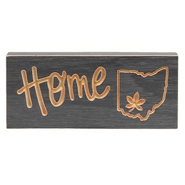 Engraved Home Ohio State Buckeye Sign In Gray Sign - Engraved Wood 8&quot; Long-Craft Wholesalers-The Village Merchant