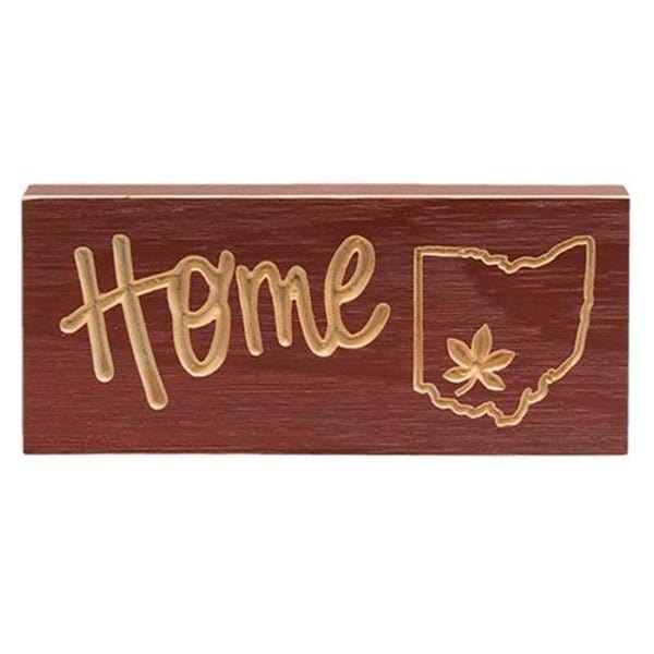 Engraved Home Ohio State Buckeye Sign In red Sign - Engraved Wood 8" Long-Craft Wholesalers-The Village Merchant