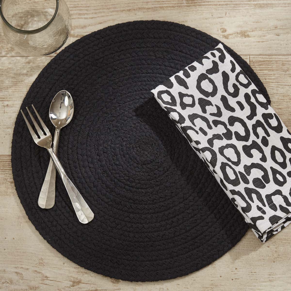 Essex in Black Braided Placemat Round-Park Designs-The Village Merchant