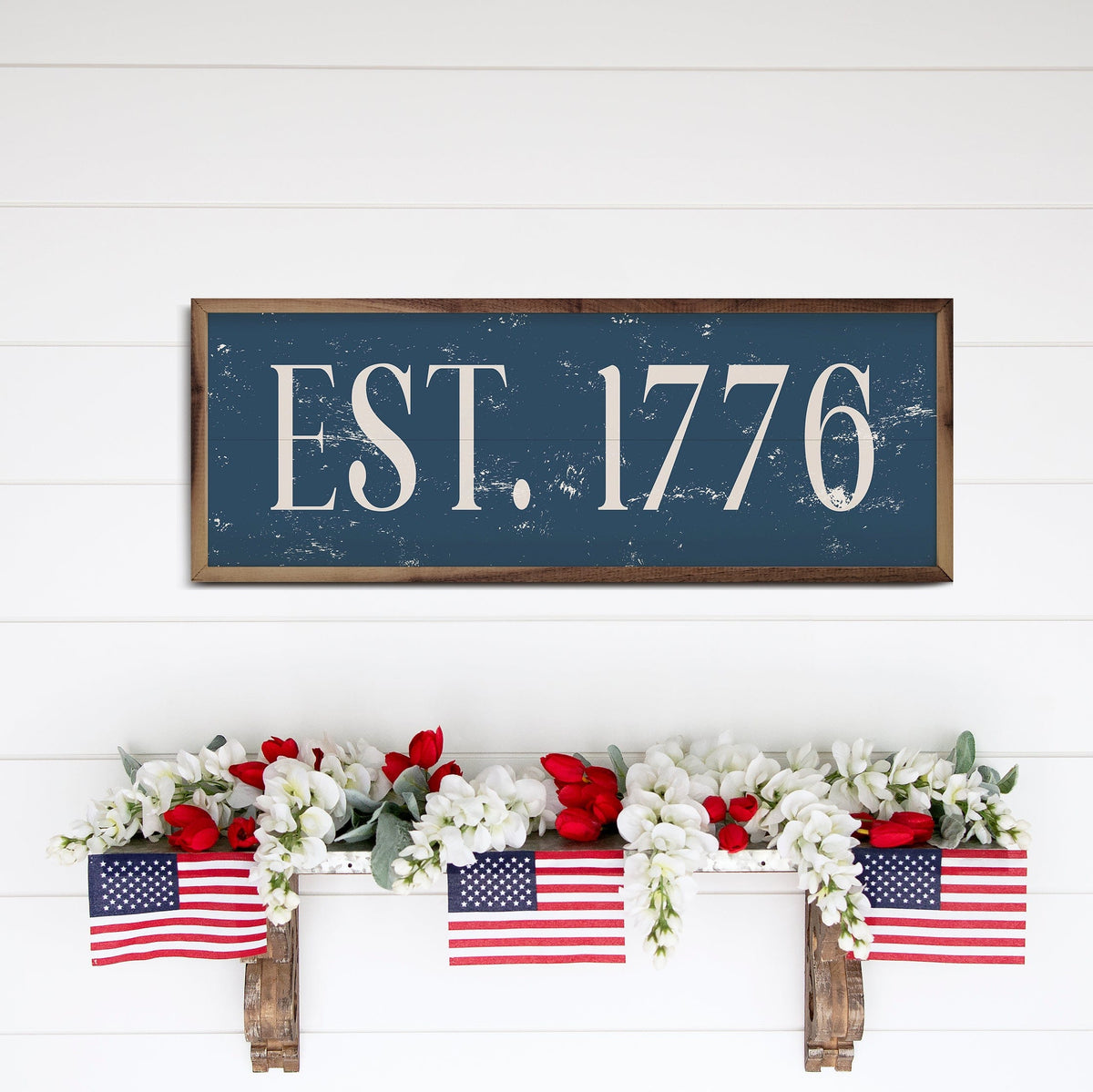 Kendrick Home Walnut Frames Est. 1776 Blue Printed and Framed Wall Sign