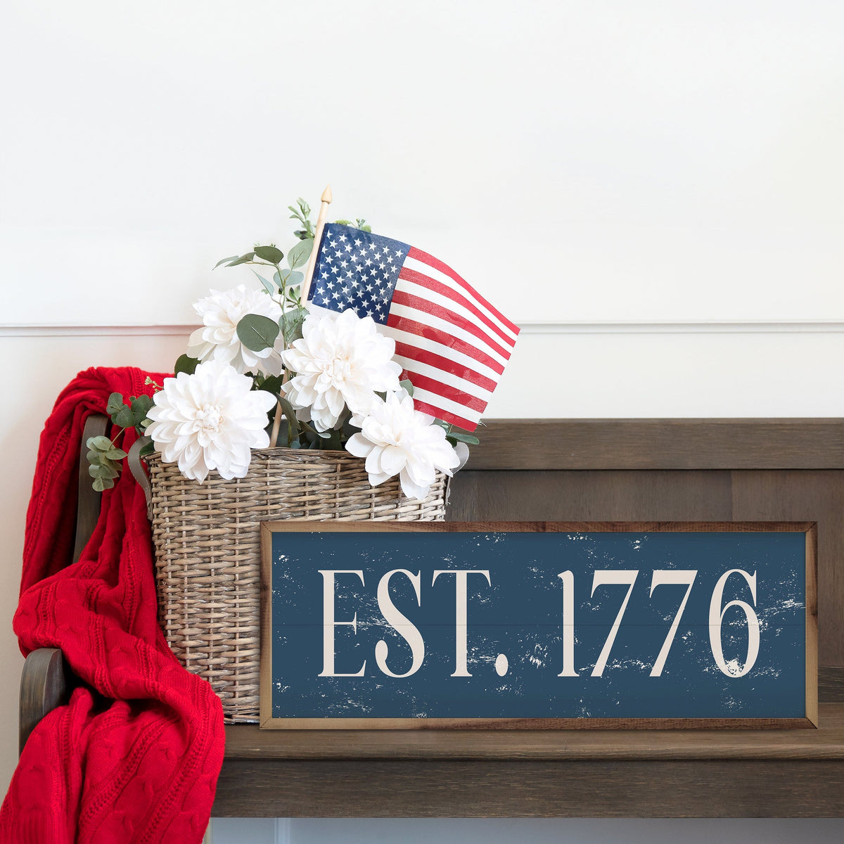 Kendrick Home Walnut Frames Est. 1776 Blue Printed and Framed Wall Sign