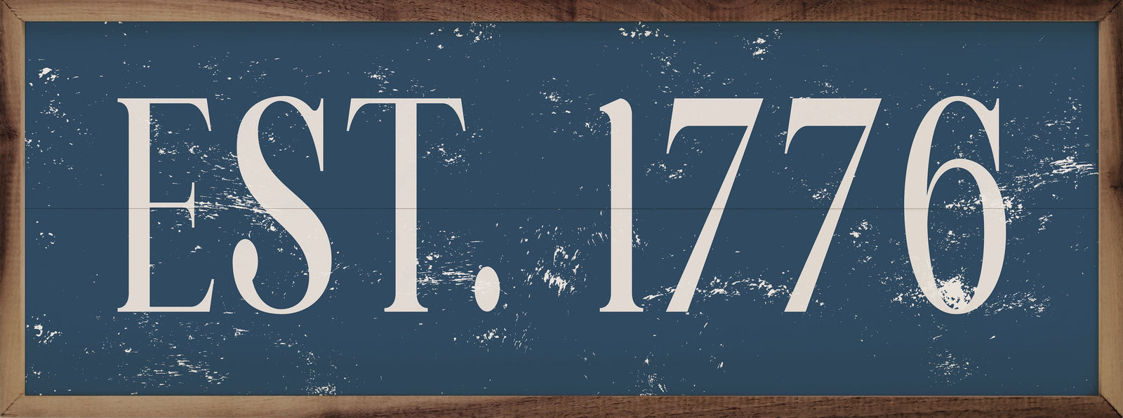Kendrick Home Walnut Frames Sizes Est. 1776 Blue Printed and Framed Wall Sign
