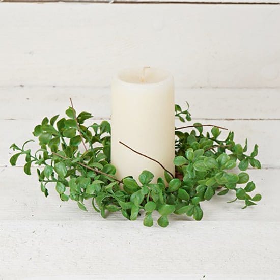 Evergreen Boxwood Candle Ring / Wreath 3.5&quot; Inner Diameter-Impressive Enterprises-The Village Merchant