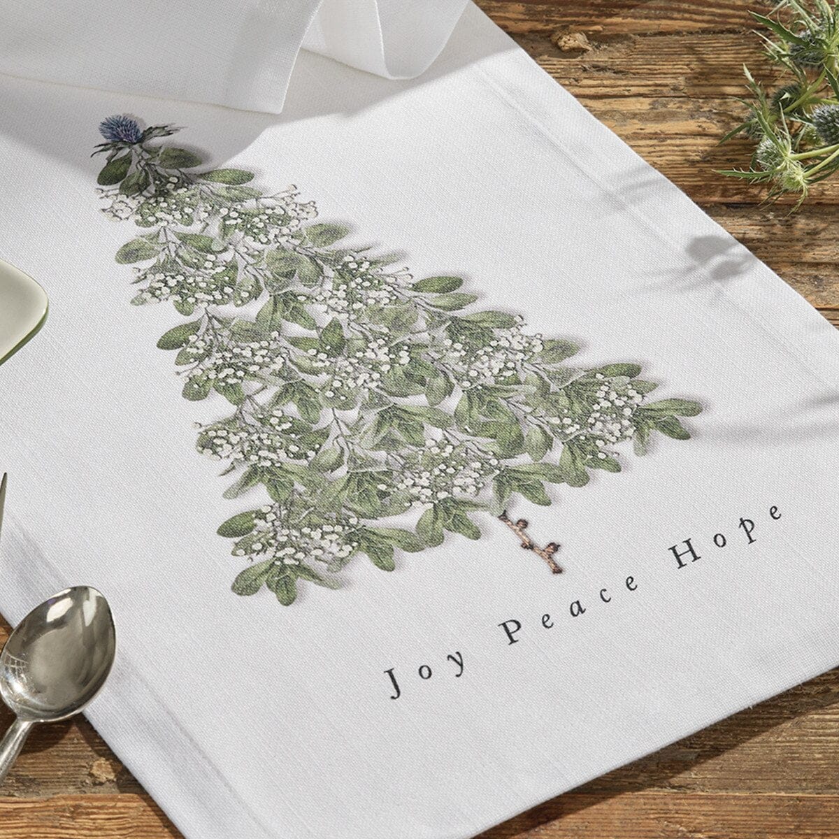 Everlasting Christmas Printed Joy Peace Hope Table Runner 54'' Long