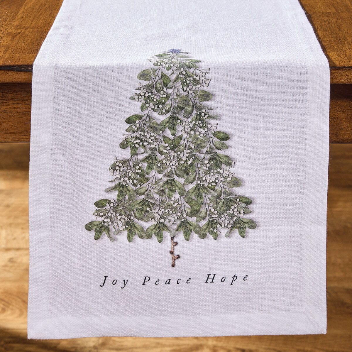 Everlasting Christmas Printed Joy Peace Hope Table Runner 54'' Long