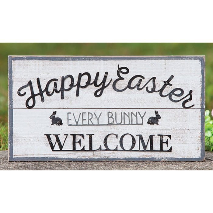Every Bunny Welcome Easter Sign - Painted Wood &amp; Laser Cut Metal-Craft Wholesalers-The Village Merchant