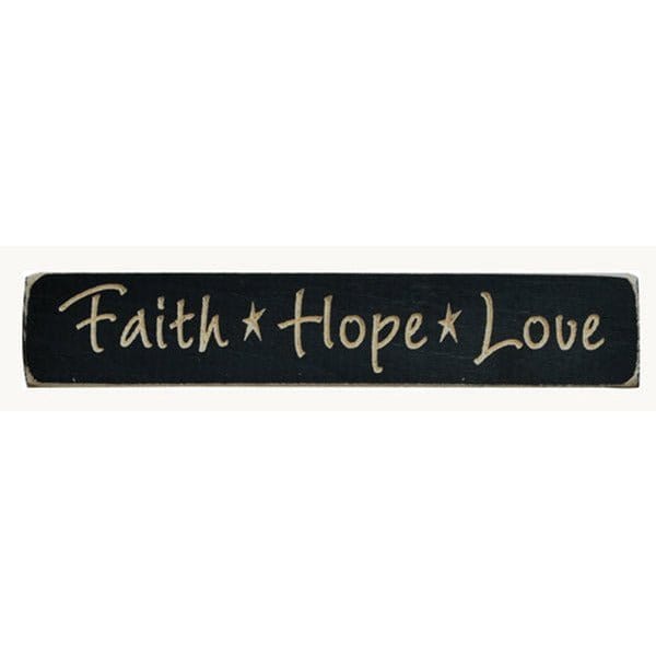 Faith Hope Love Sign - Engraved Wood 9&quot; Long-Craft Wholesalers-The Village Merchant