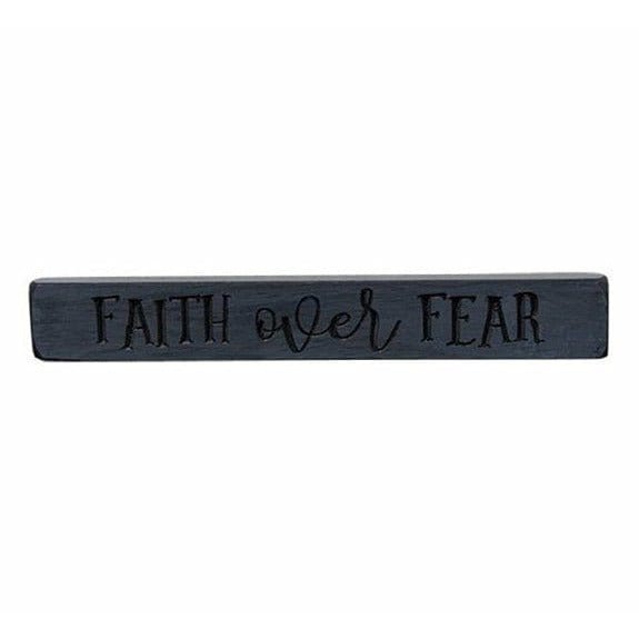 Faith Over Fear Sign - Engraved Wood 12&quot; Long-Craft Wholesalers-The Village Merchant