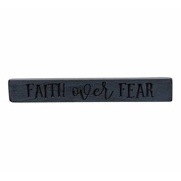 Faith Over Fear Sign - Engraved Wood 12" Long-Craft Wholesalers-The Village Merchant