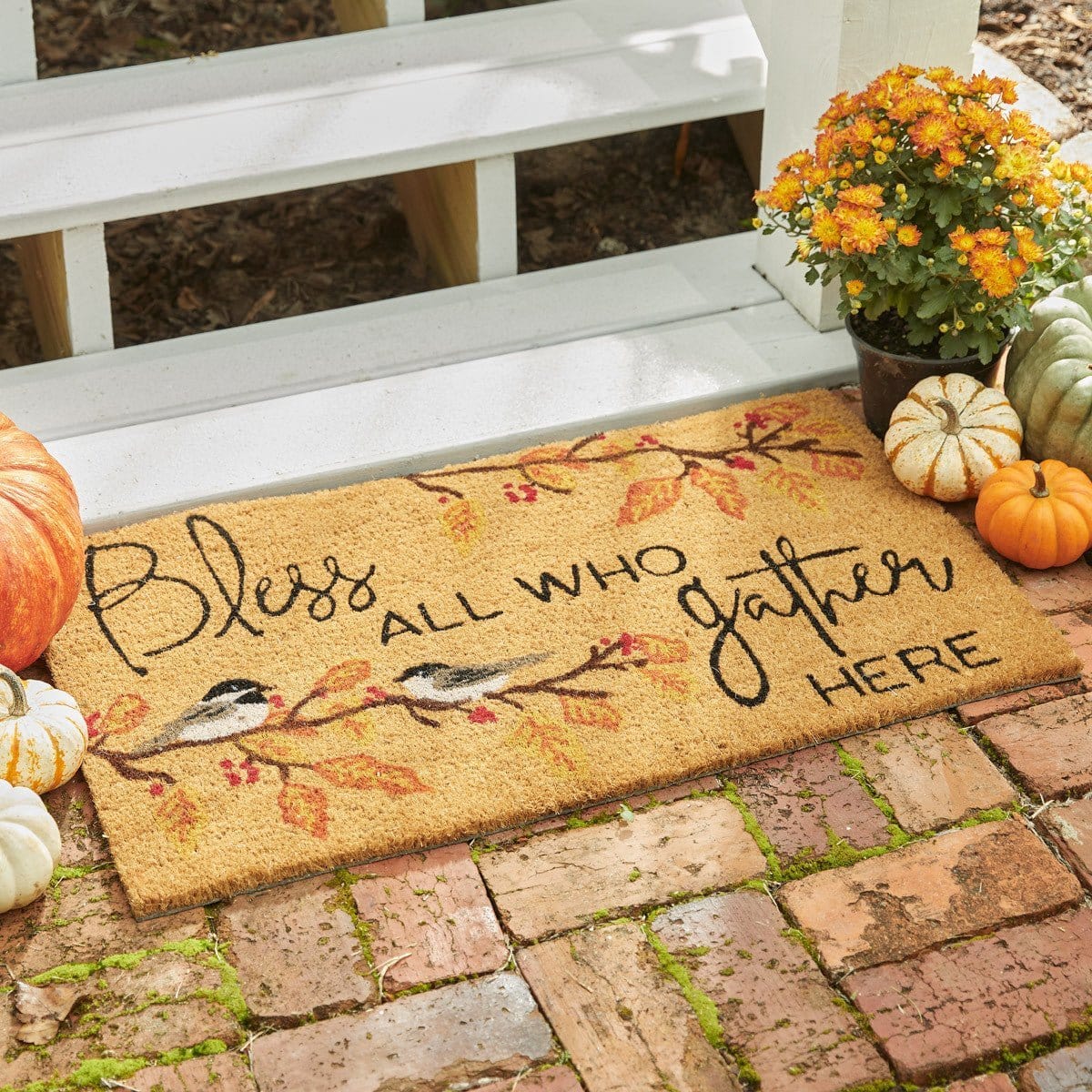Fall Blessings Bless All Who Gather Here Doormat Rectangle-Park Designs-The Village Merchant