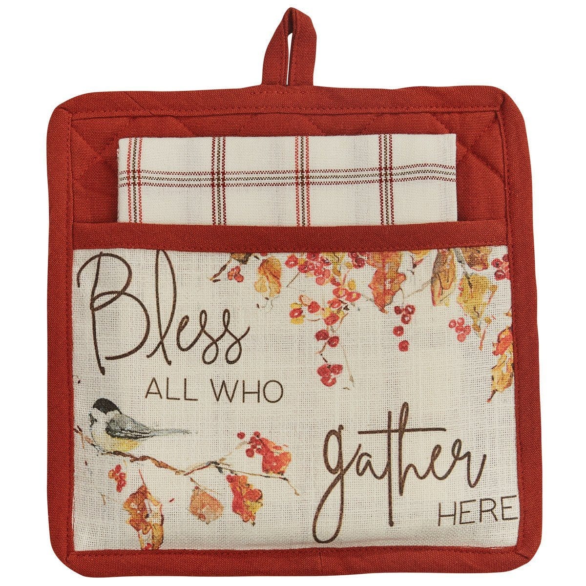 Fall Blessings Bless All Who Gather Here Pocket Potholder & Dishtowel Set 2 Piece Set-Park Designs-The Village Merchant