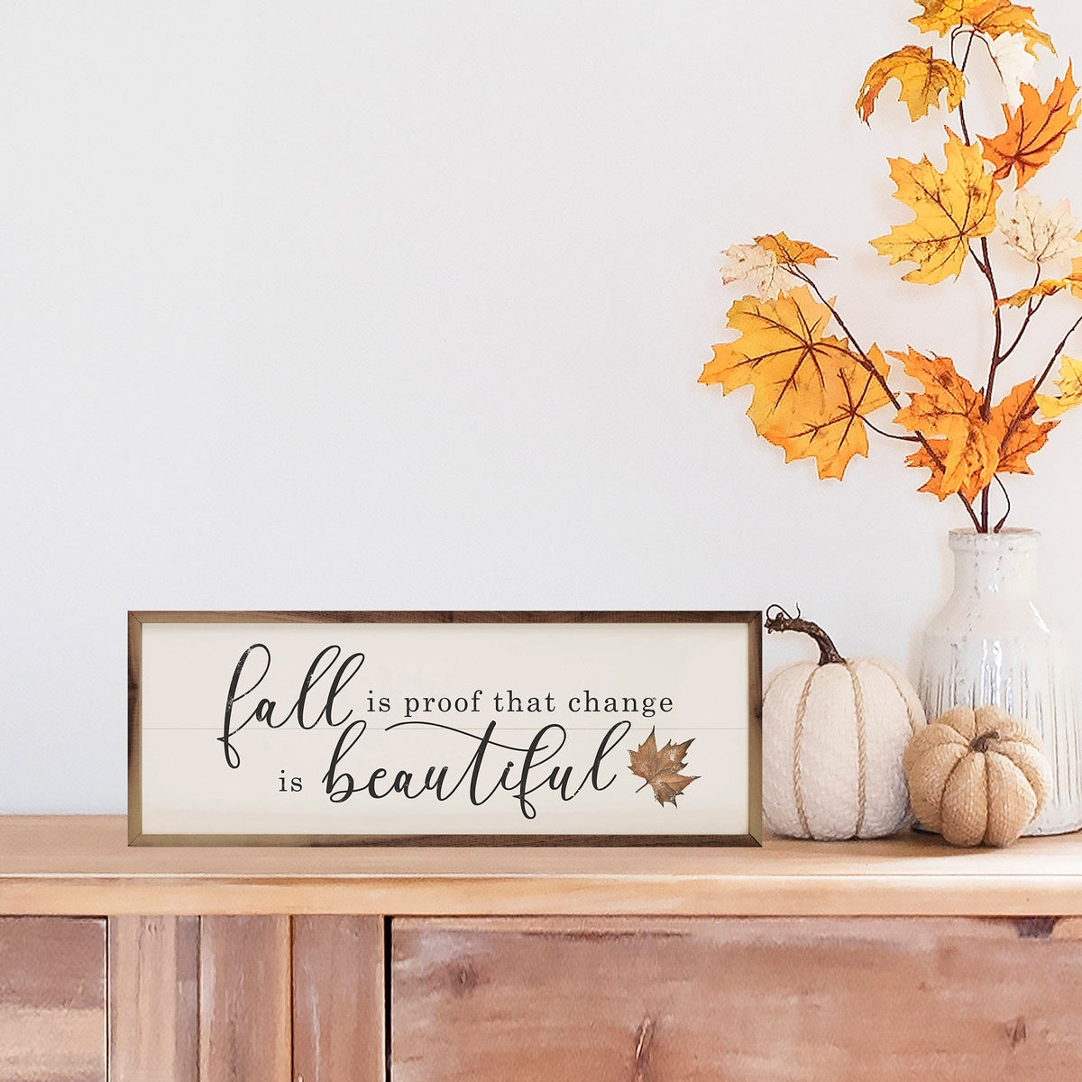 Kendrick Home Walnut Frames Fall Is Proof White Printed and Framed Wall Sign