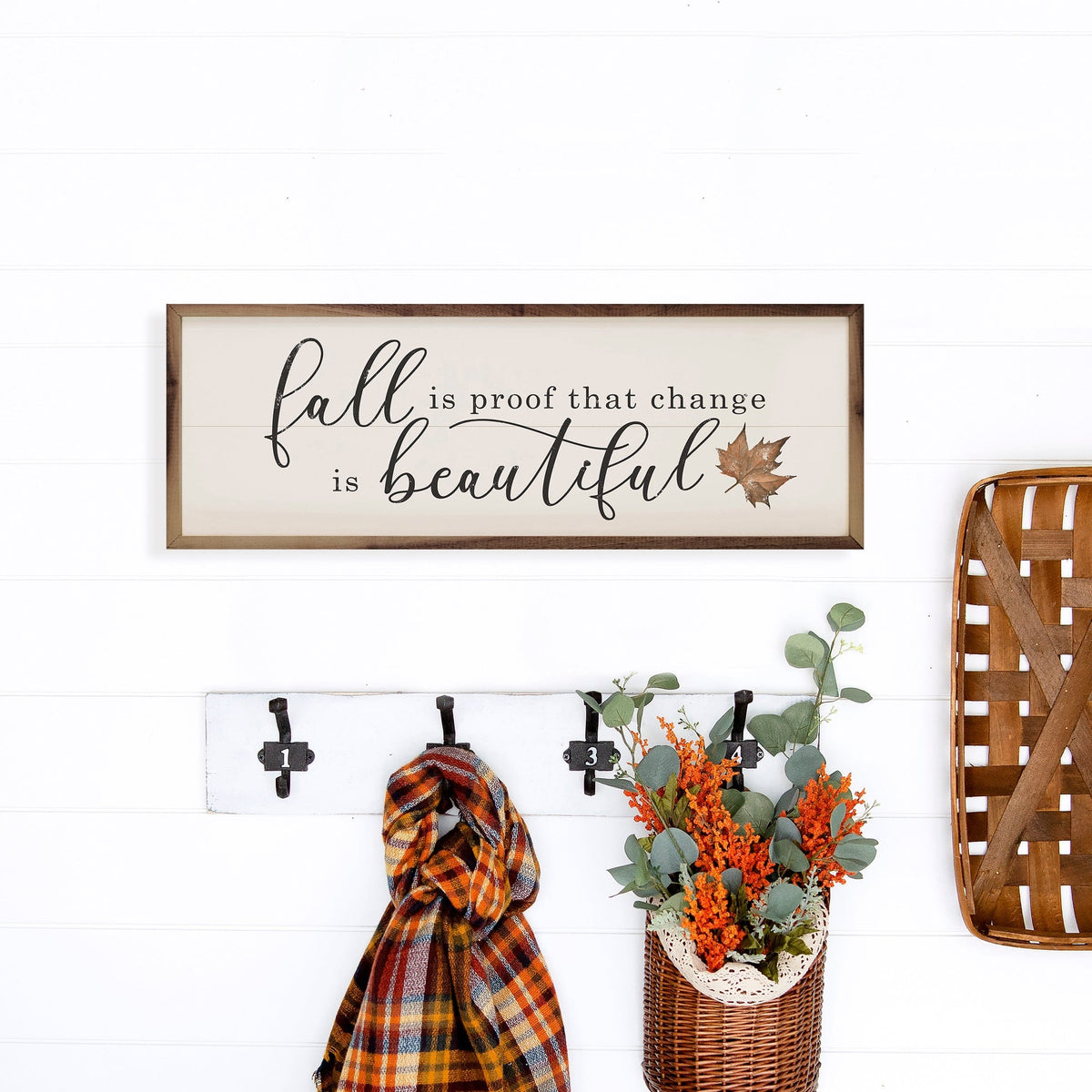 Kendrick Home Walnut Frames Fall Is Proof White Printed and Framed Wall Sign
