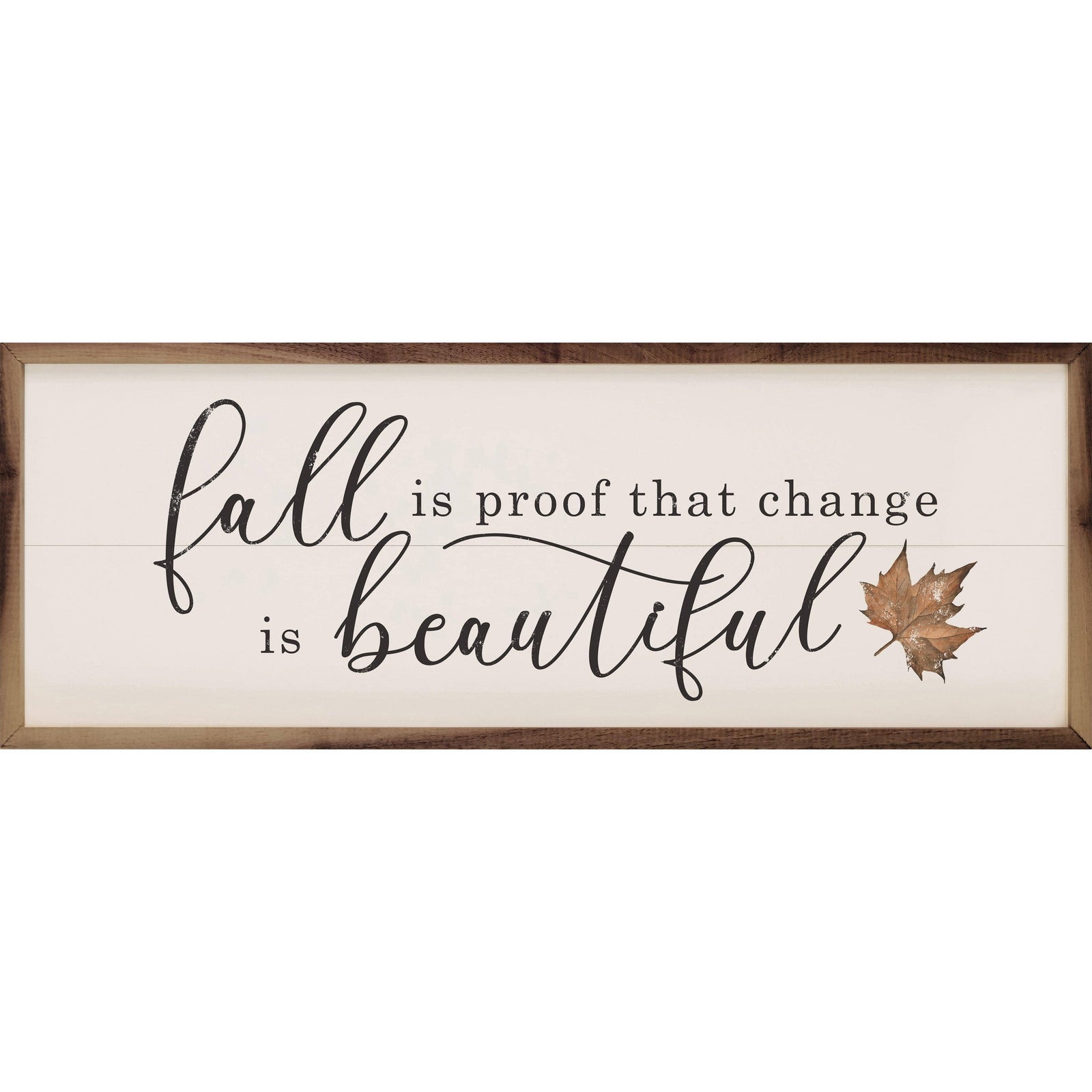 Kendrick Home Walnut Frames 12x4 Fall Is Proof White Printed and Framed Wall Sign