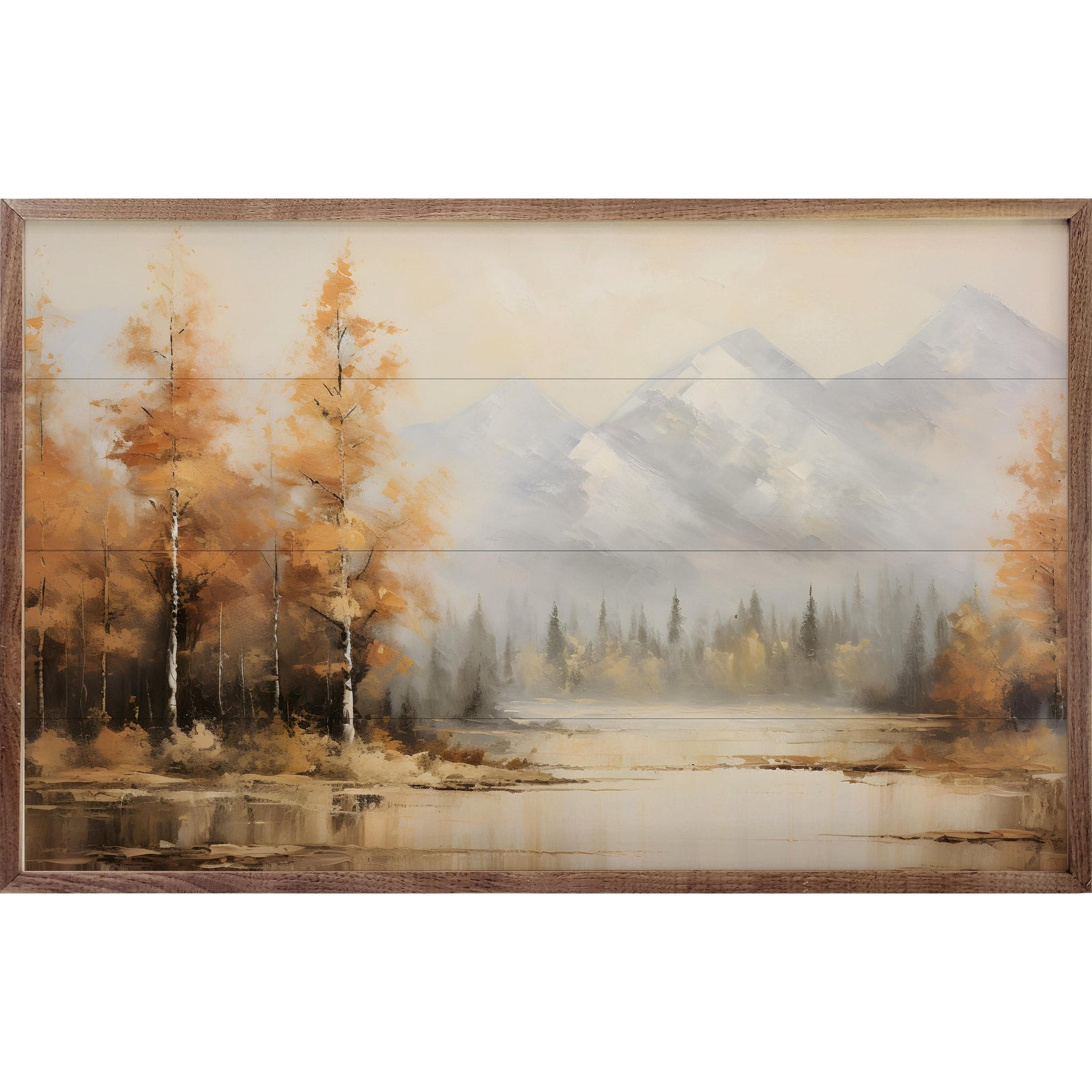Kendrick Home Walnut Frames Fall Lake I By Petals Prints Design Printed and Framed Wall Sign