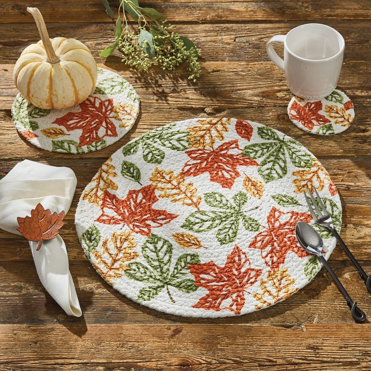 Fall Leaves Braided Placemat Round-Park Designs-The Village Merchant