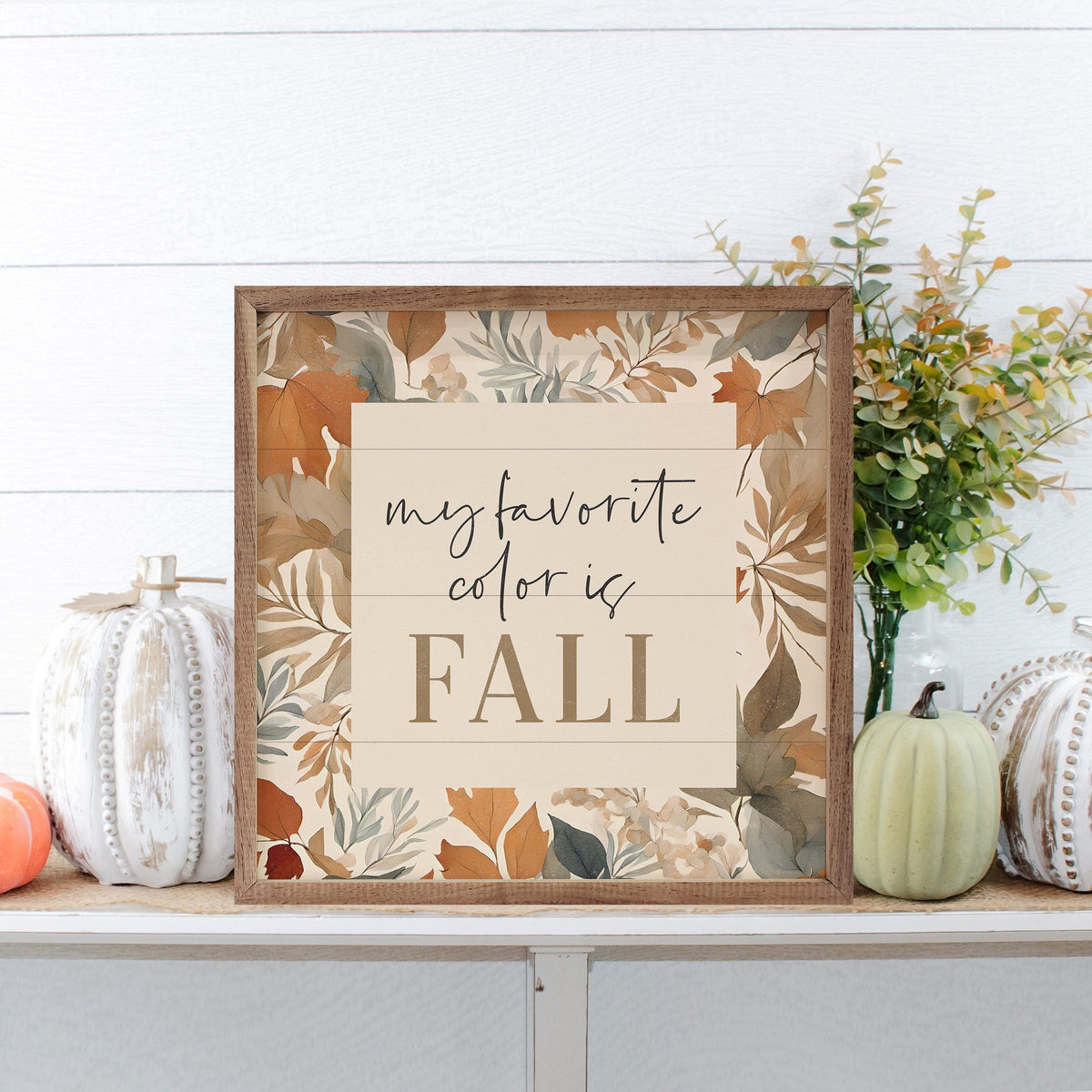 Kendrick Home Walnut Frames Fall My Favorite Color Printed and Framed Wall Sign