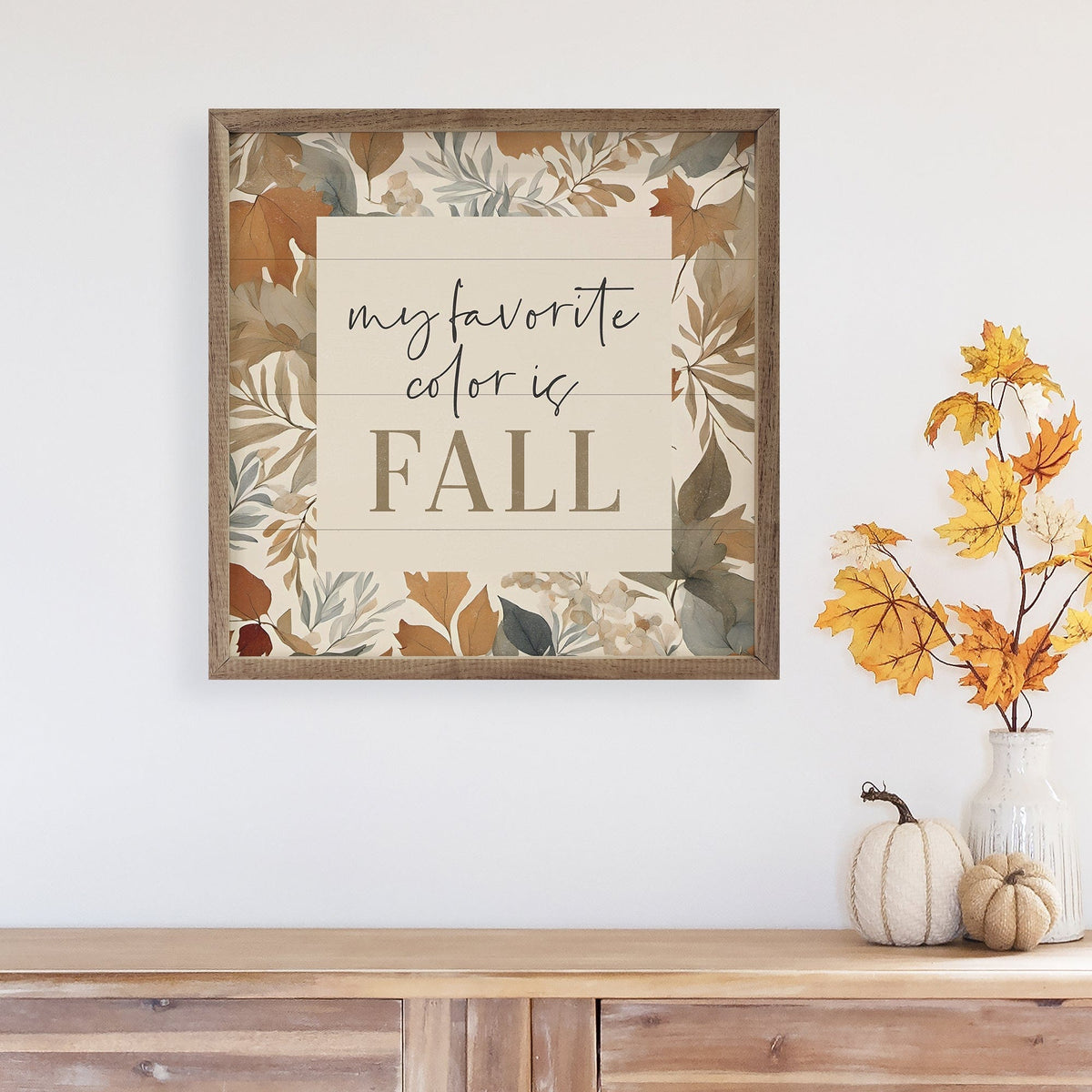 Kendrick Home Walnut Frames Fall My Favorite Color Printed and Framed Wall Sign