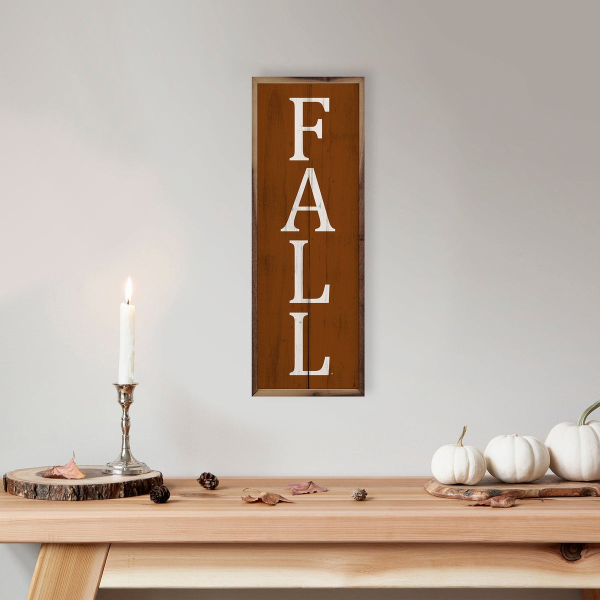 Kendrick Home Walnut Frames Fall Orange Printed and Framed Wall Sign