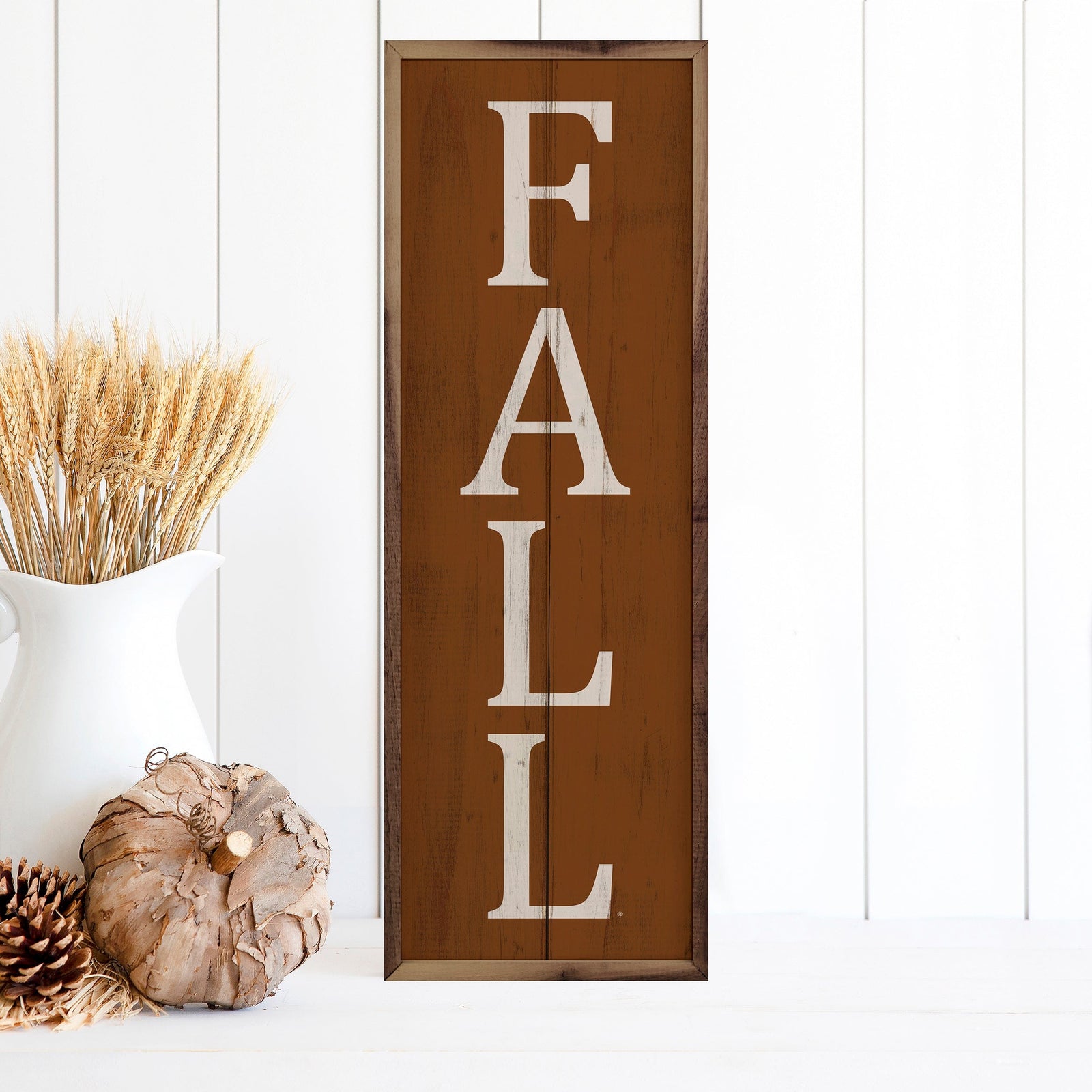 Kendrick Home Walnut Frames 4x12 Fall Orange Printed and Framed Wall Sign