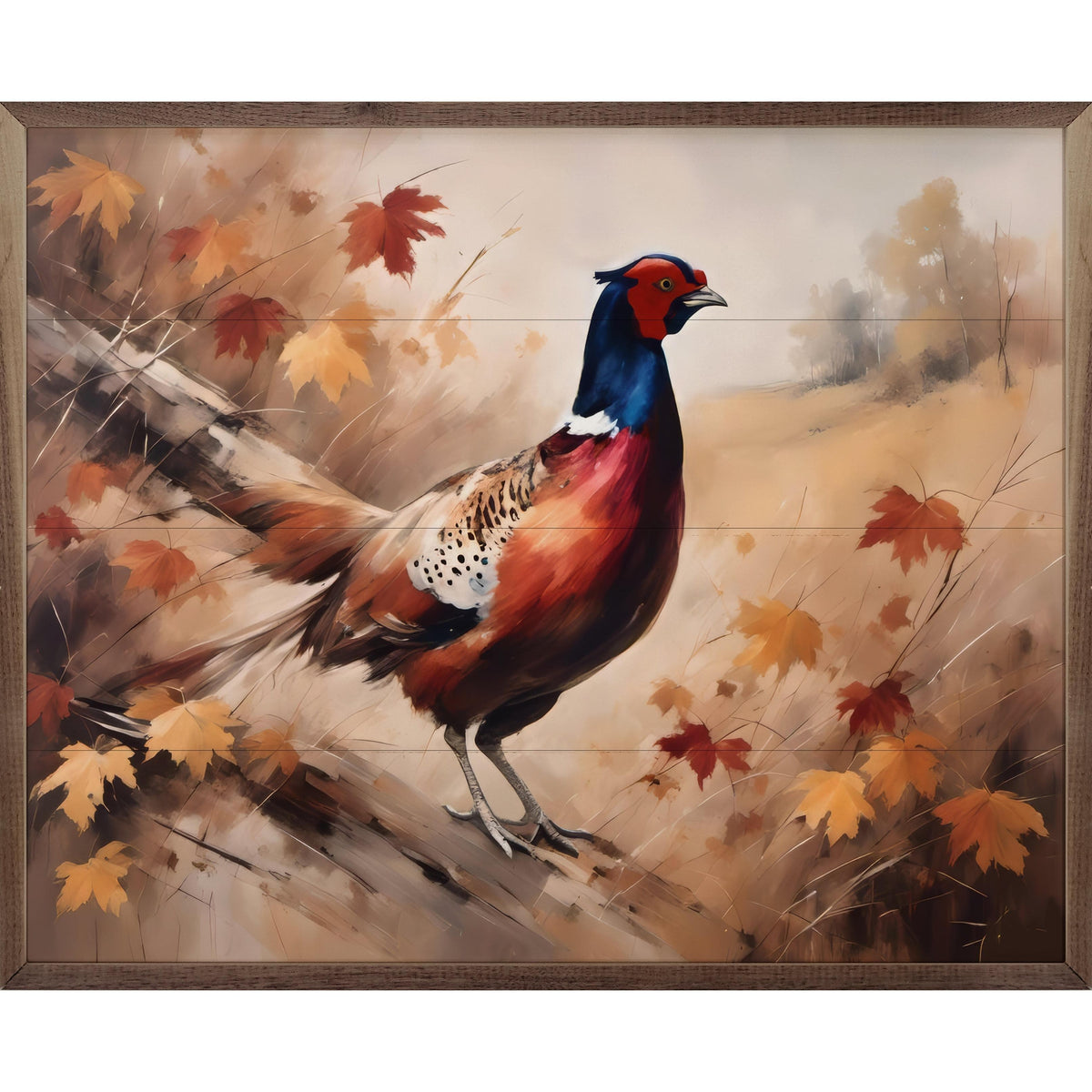 Kendrick Home Walnut Frames 10x8 Fall Pheasant Printed and Framed Wall Sign