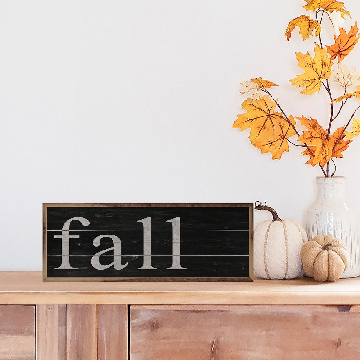 Kendrick Home Walnut Frames Fall Printed and Framed Wall Sign