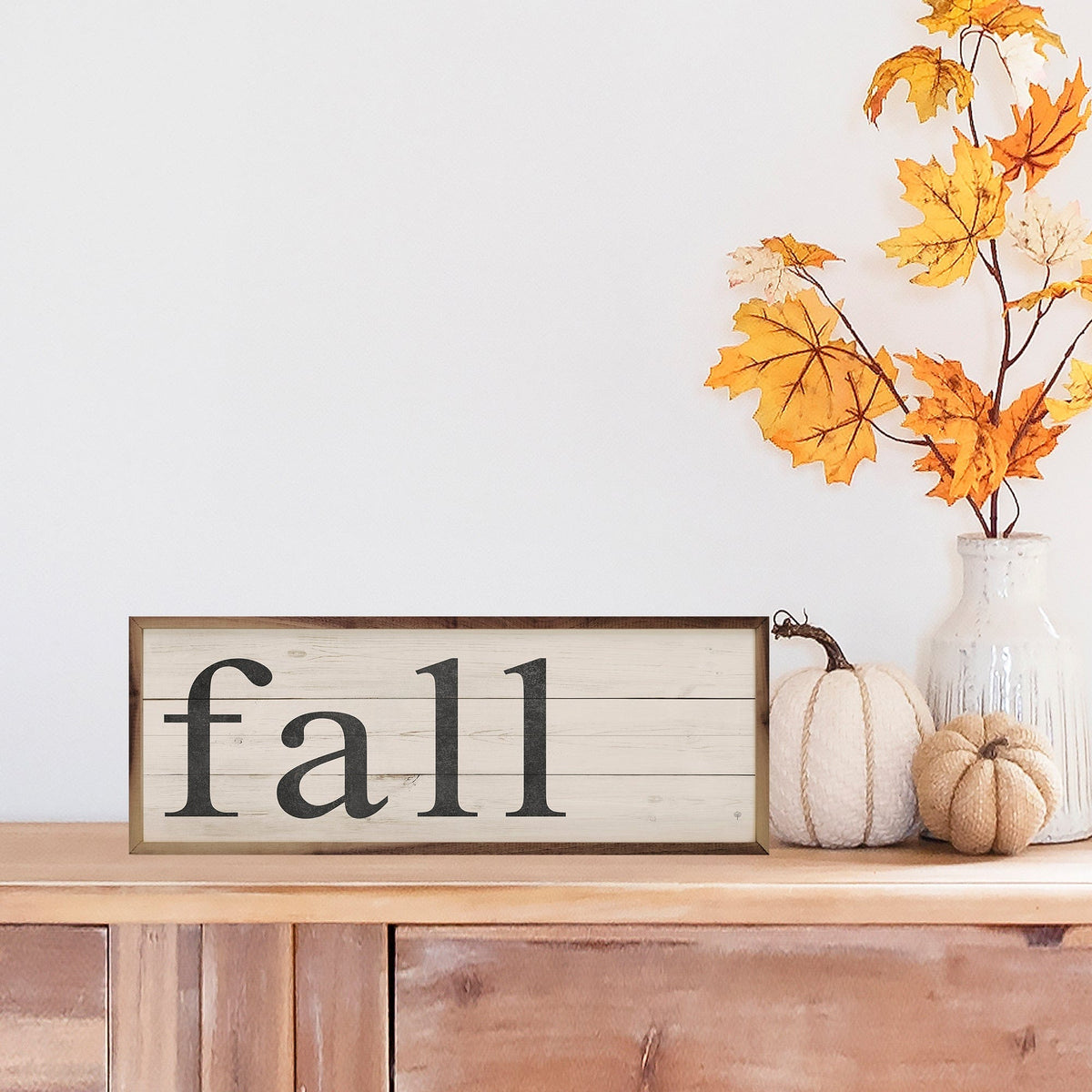 Kendrick Home Walnut Frames Fall Printed and Framed Wall Sign