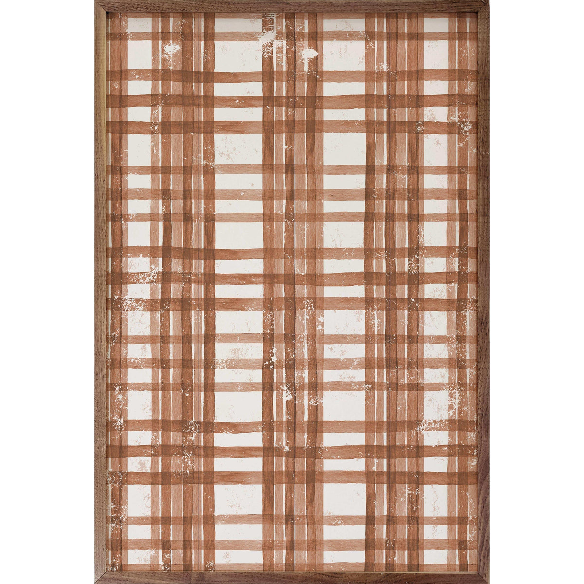 Kendrick Home Walnut Frames 5x8 Fall Watercolor Plaid Orange Printed and Framed Wall Sign