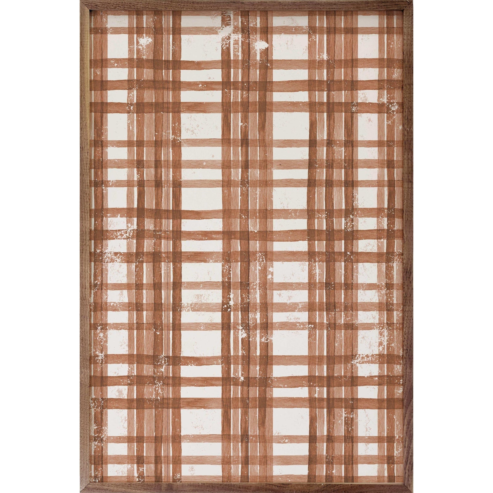Kendrick Home Walnut Frames 5x8 Fall Watercolor Plaid Orange Printed and Framed Wall Sign