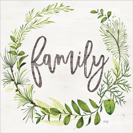 Penny Lane Publishing Family Greenery Wreath By Marla Rae Art Print - 12 X 12