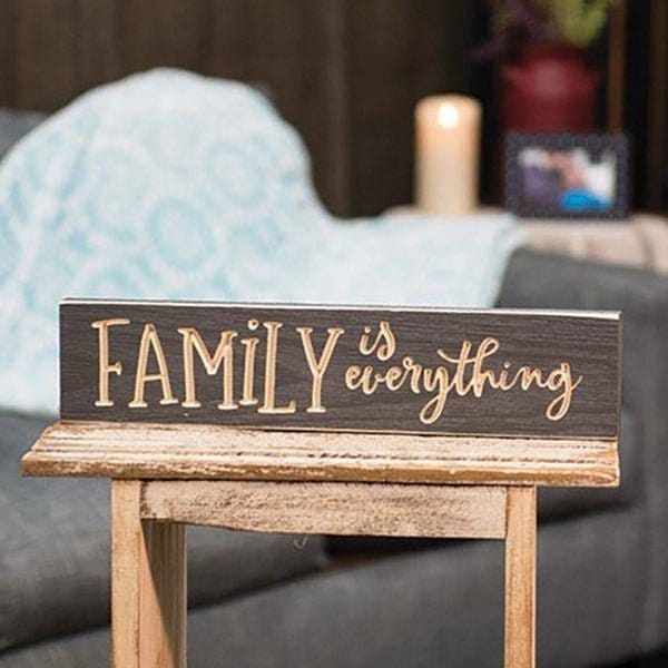 Family Is Everything Sign - Engraved Wood 16&quot; Wide-Craft Wholesalers-The Village Merchant