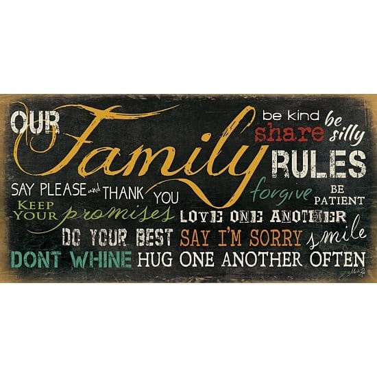 Penny Lane Publishing Family Rules By Marla Rae Art Print - 12 X 24