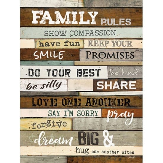 Penny Lane Publishing Family Rules By Marla Rae Art Print - 18 X 24