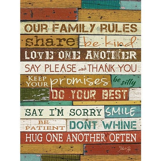Penny Lane Publishing Family Rules By Marla Rae Art Print - 18 X 24