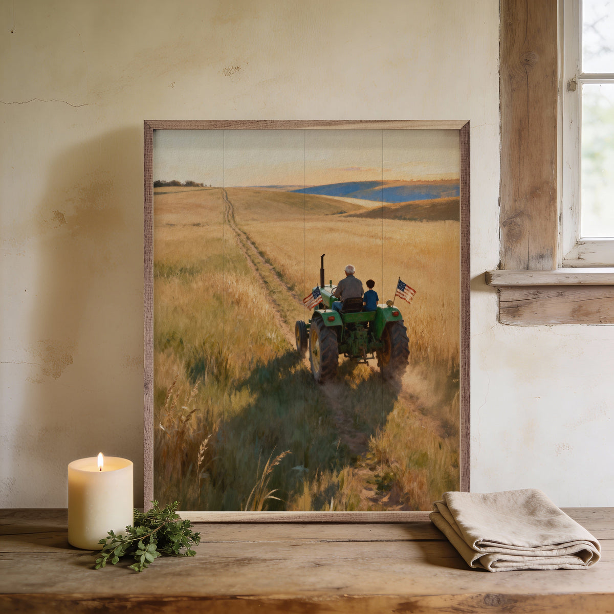 Farm Generations Green Tractor Printed and Framed Wall Sign