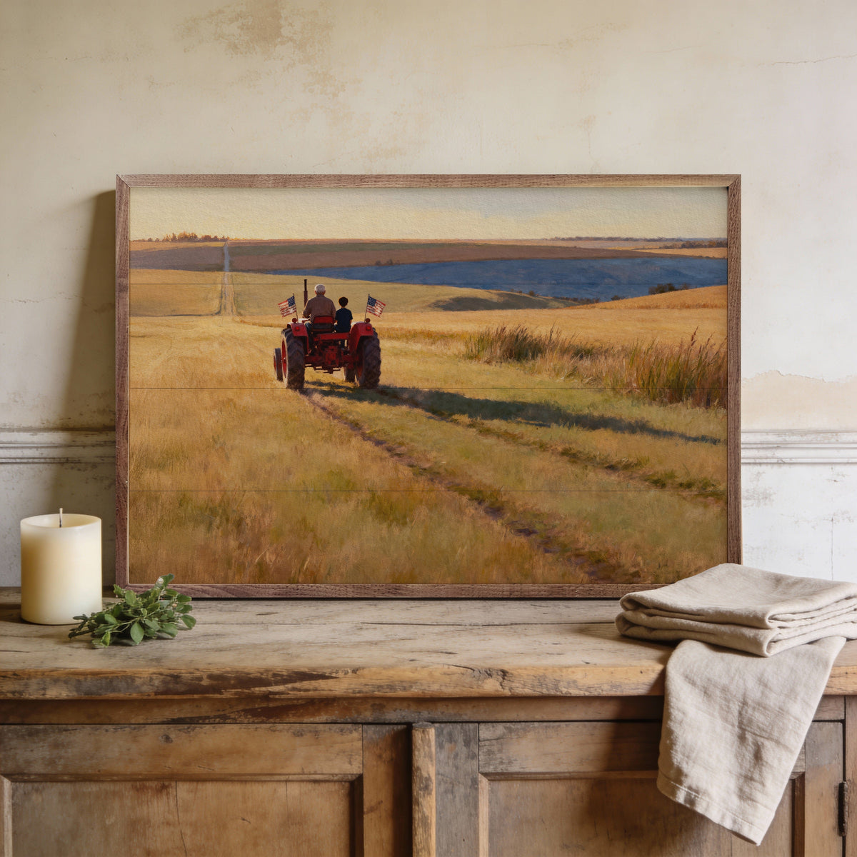 Farm Generations Red Tractor Printed and Framed Wall Sign