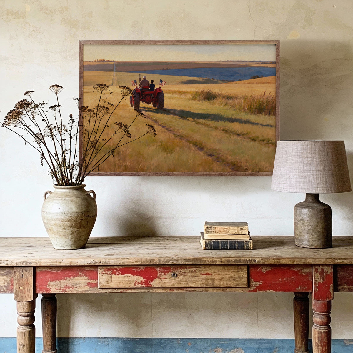 Farm Generations Red Tractor Printed and Framed Wall Sign