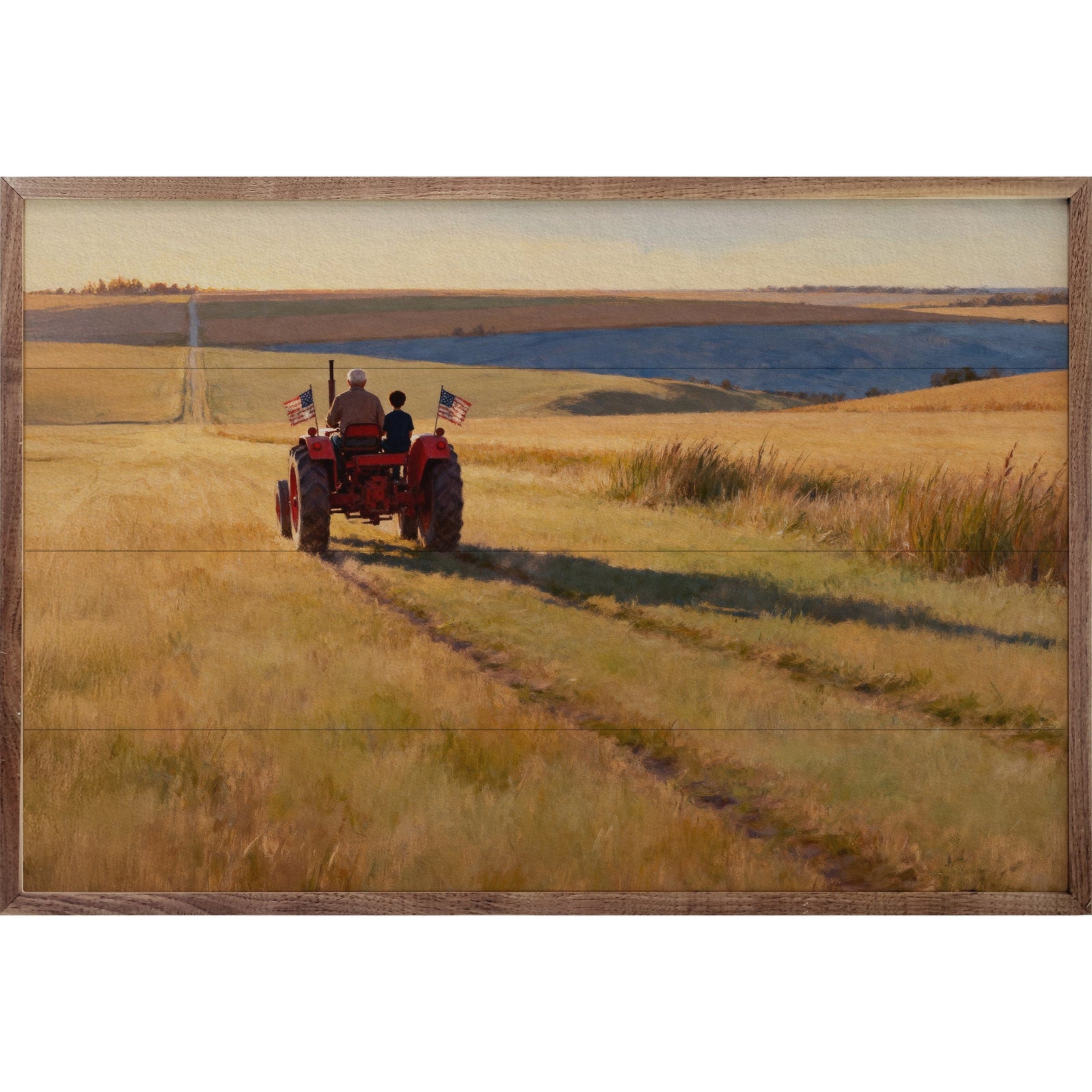 Kendrick Home Walnut Frames Sizes Farm Generations Red Tractor Printed and Framed Wall Sign