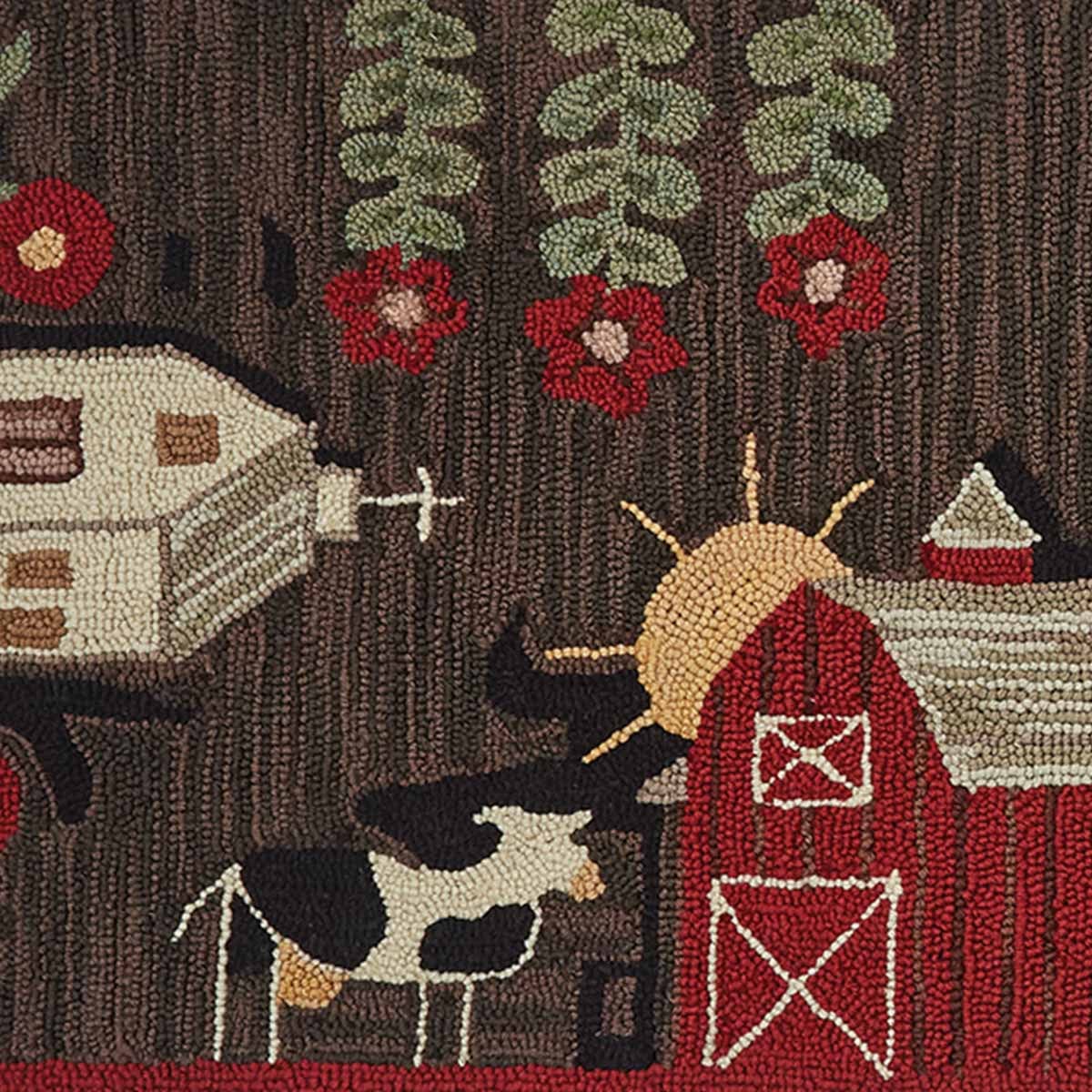 Farm Life Hooked Rug Runner 24&quot; X 72&quot; Rectangle
