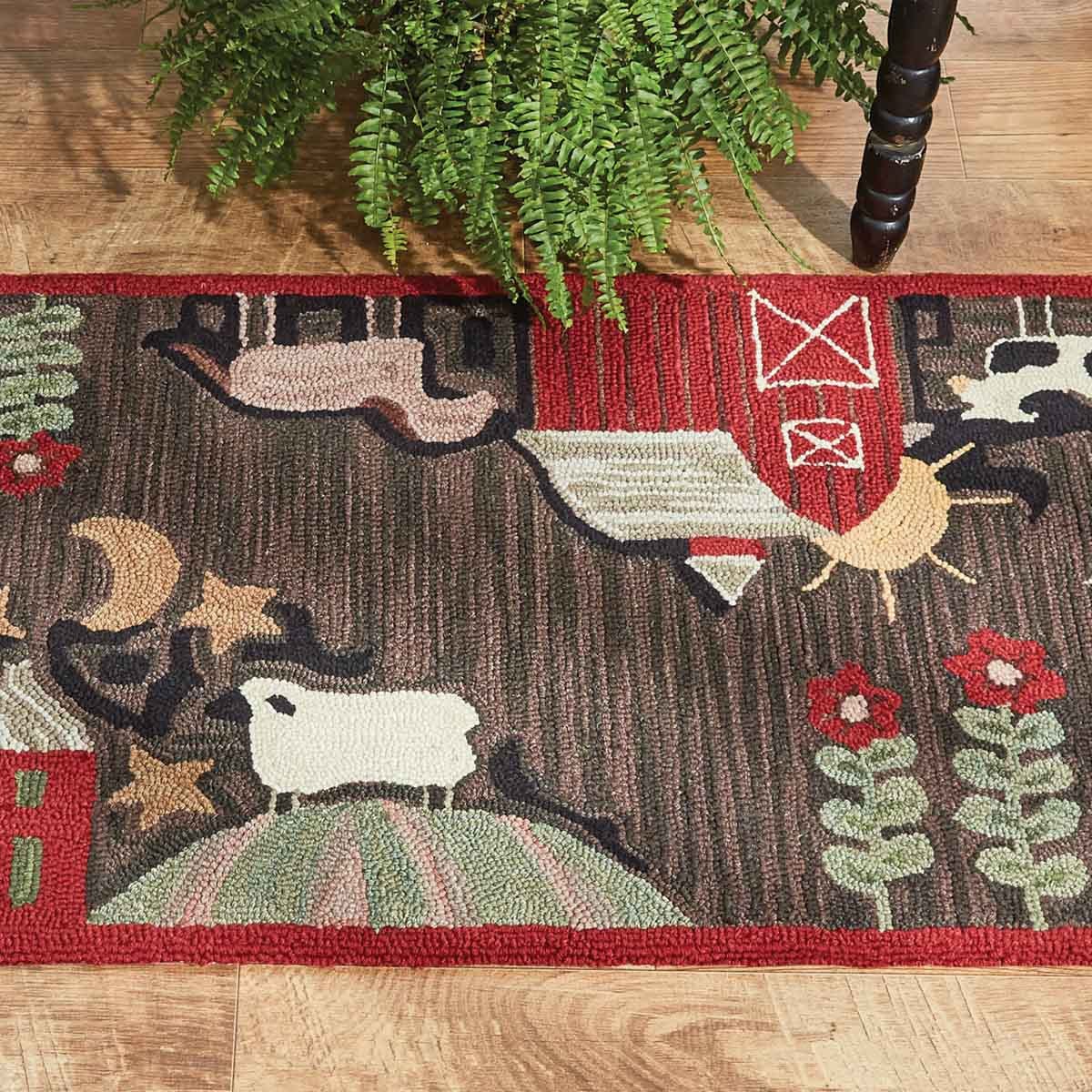 Farm Life Hooked Rug Runner 24&quot; X 72&quot; Rectangle