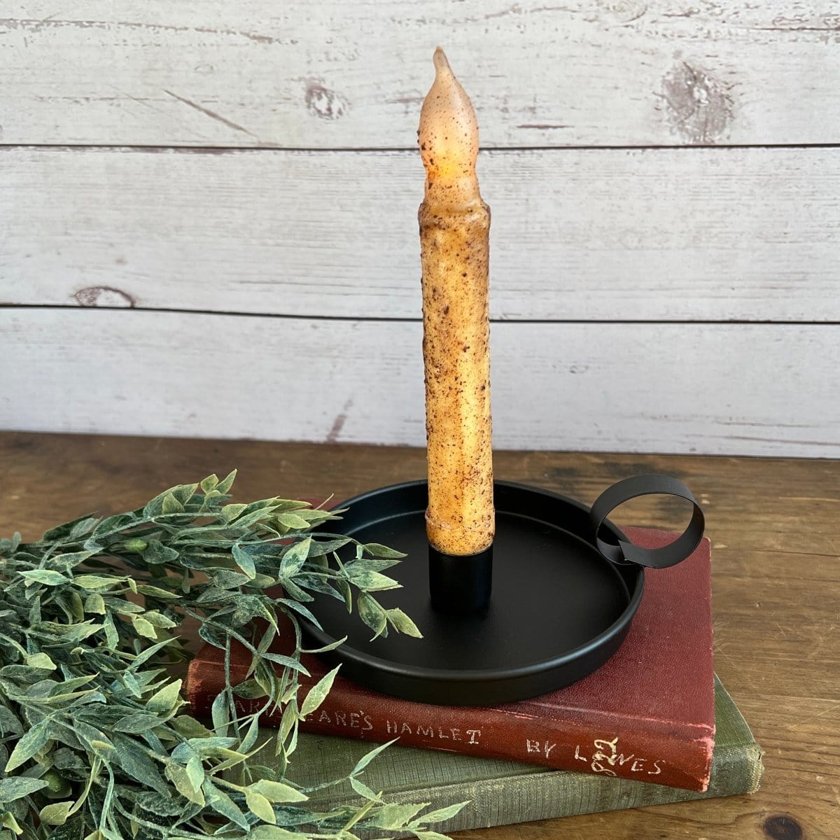 Farmhouse Candle Pan In Black Candle Holder For Taper Candles-Pine Creek-The Village Merchant