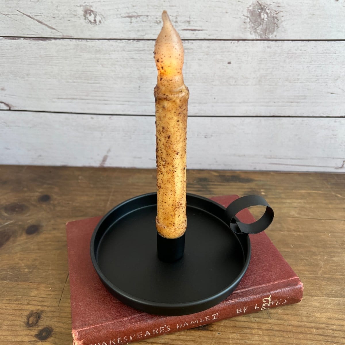 Farmhouse Candle Pan In Black Candle Holder For Taper Candles-Pine Creek-The Village Merchant