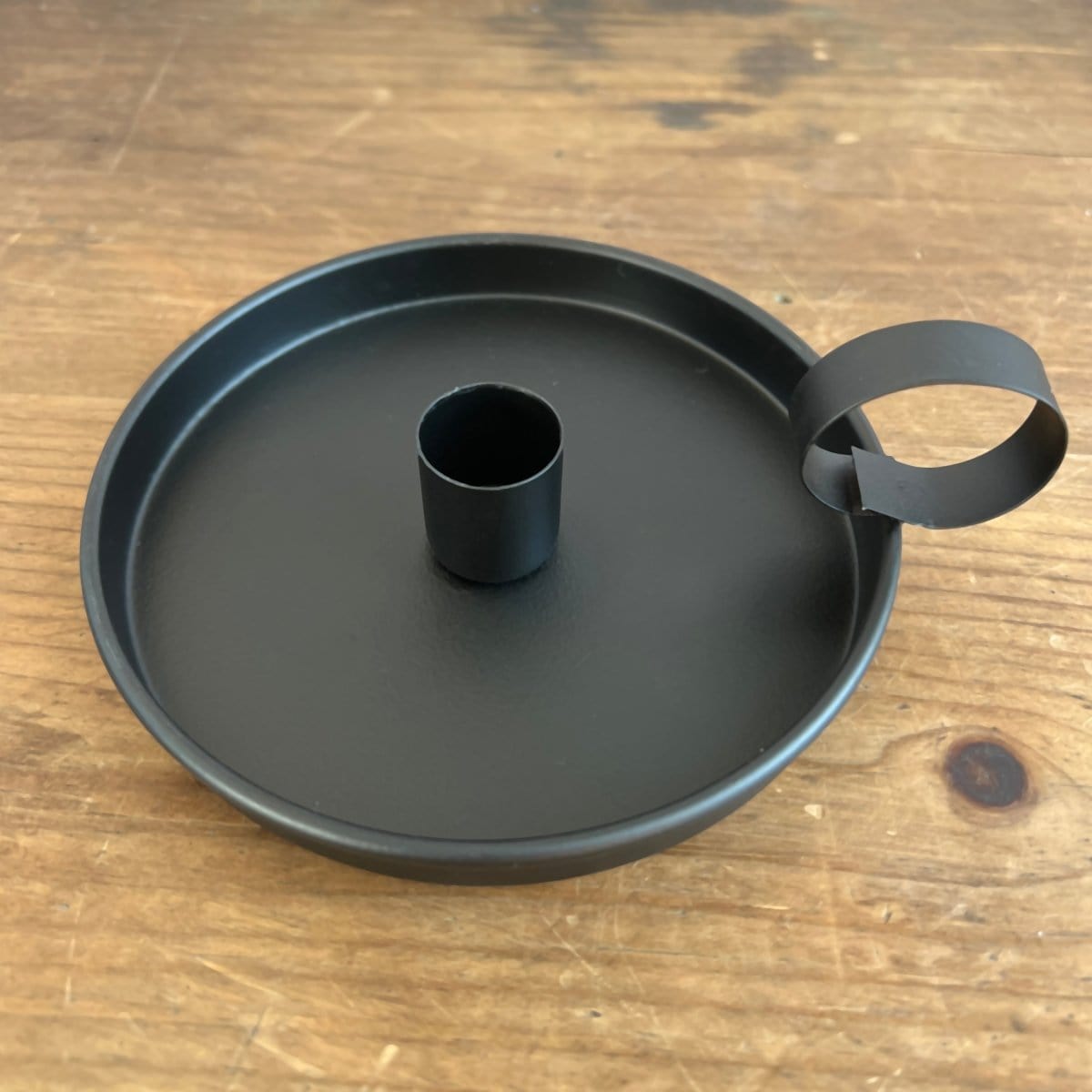 Farmhouse Candle Pan In Black Candle Holder For Taper Candles-Pine Creek-The Village Merchant
