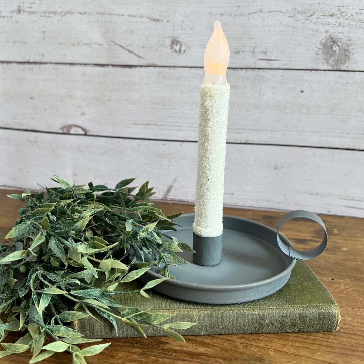 Farmhouse Candle Pan In Gray Candle Holder For Taper Candles-Pine Creek-The Village Merchant