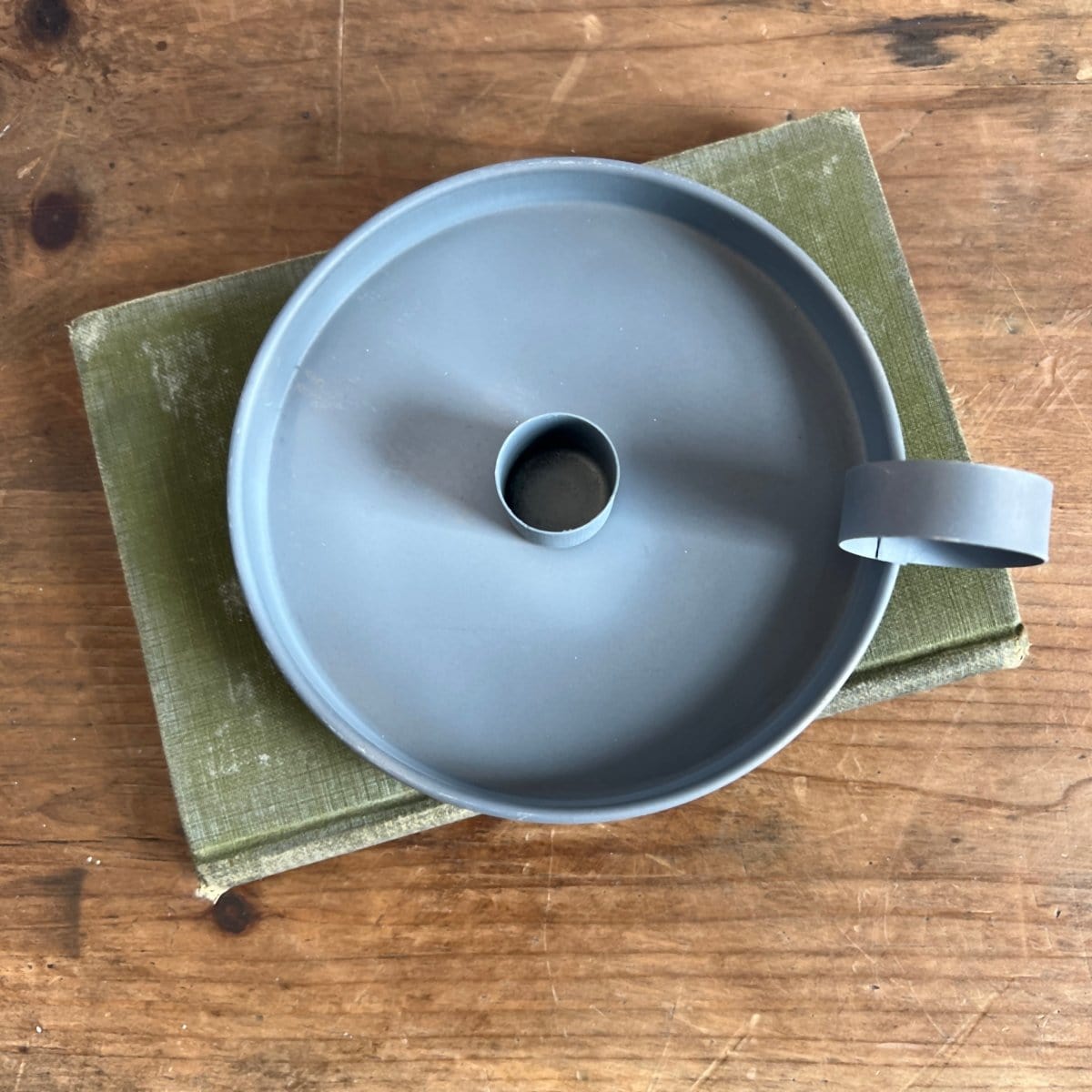 Farmhouse Candle Pan In Gray Candle Holder For Taper Candles-Pine Creek-The Village Merchant