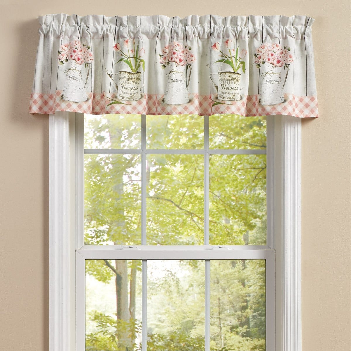 Farmhouse Peonies Printed Valance Unlined-Park Designs-The Village Merchant