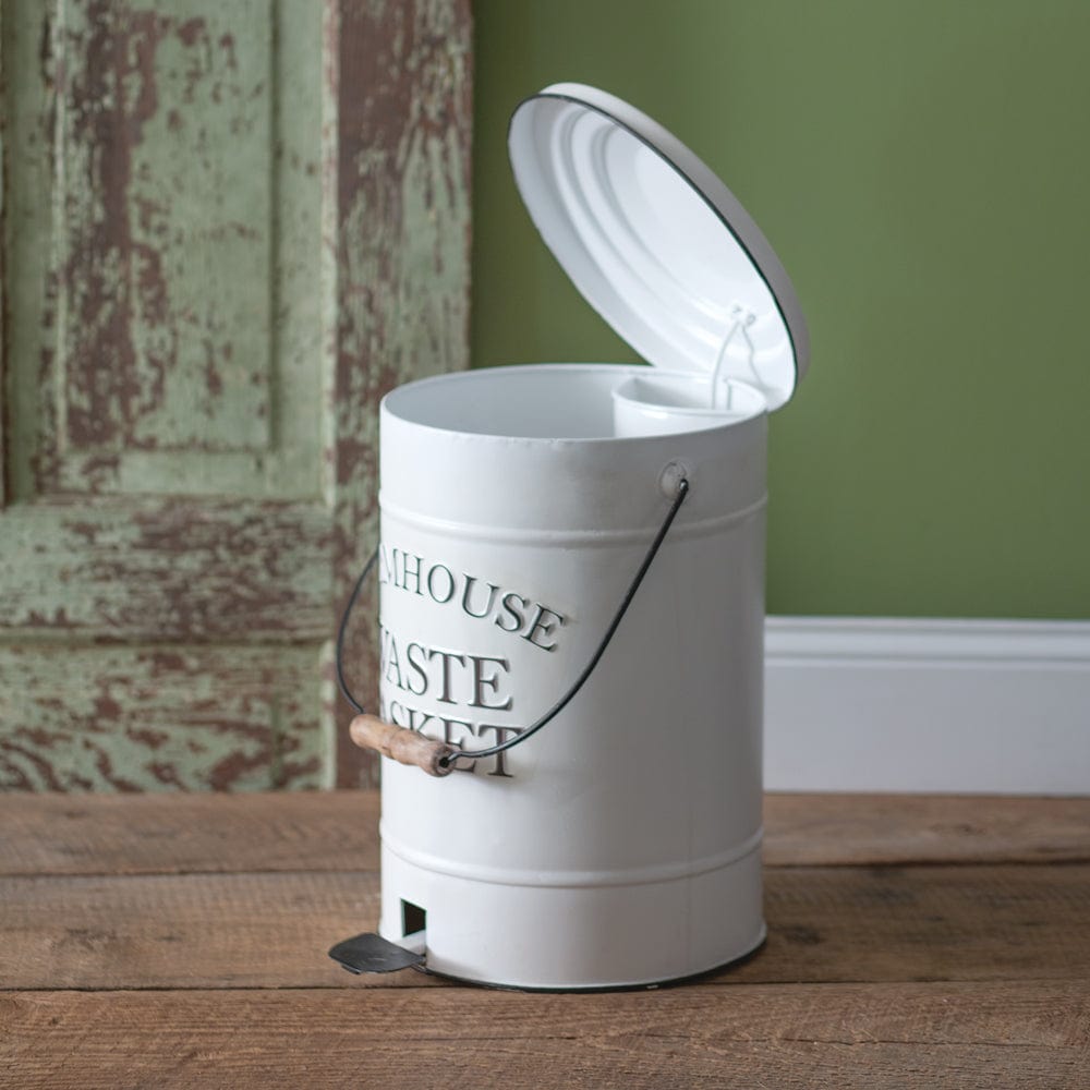 Farmhouse Waste Basket With Lid &amp; Handle