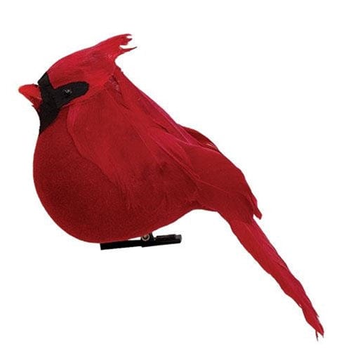 Fat Feathered Cardinal Bird Clip Ornament